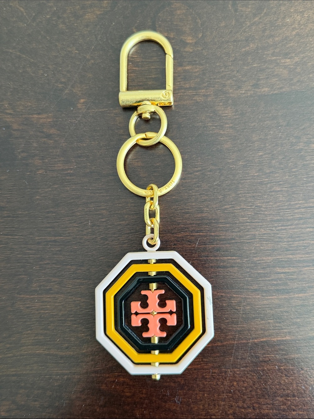 Tory Burch Rotating Geo Keychain / Bag Charm